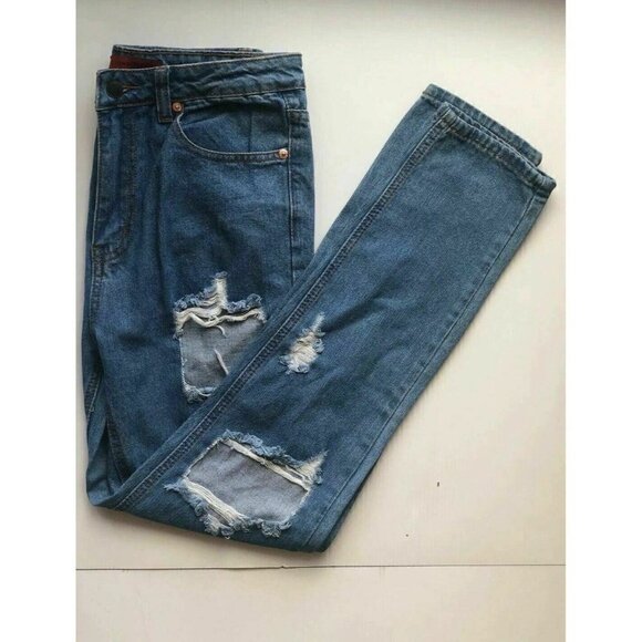 Signature 8 Women Blue Destructed Distressed Jeans - Picture 9 of 12